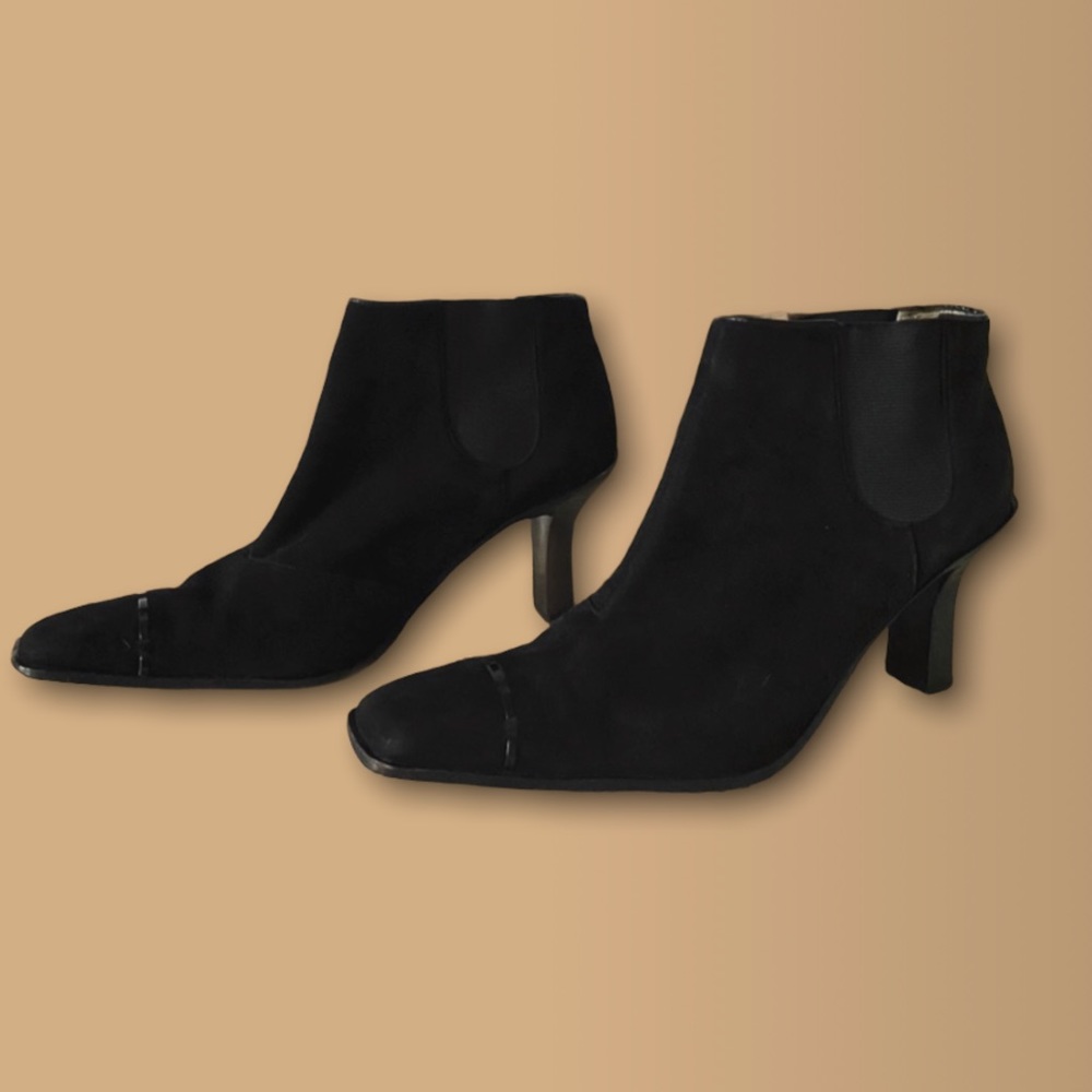 Chanel • Black Suede Heeled Ankle Boots- Everything must go by Monday!